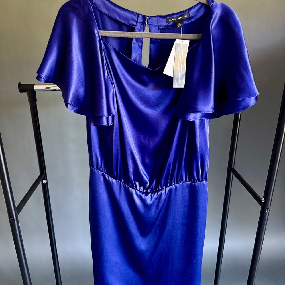 BANANA REPUBLIC Silk Cobalt Blue Special Occasion Dress Size 10